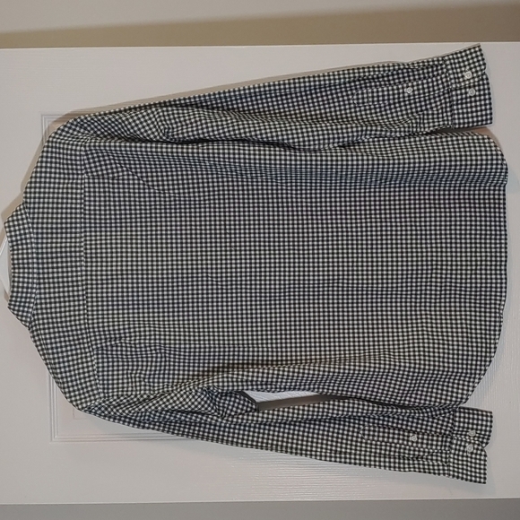 Goodfellow & Co Teal Checked Long Sleeve Button Down Slim Fit Shirt Size XL - Picture 3 of 9